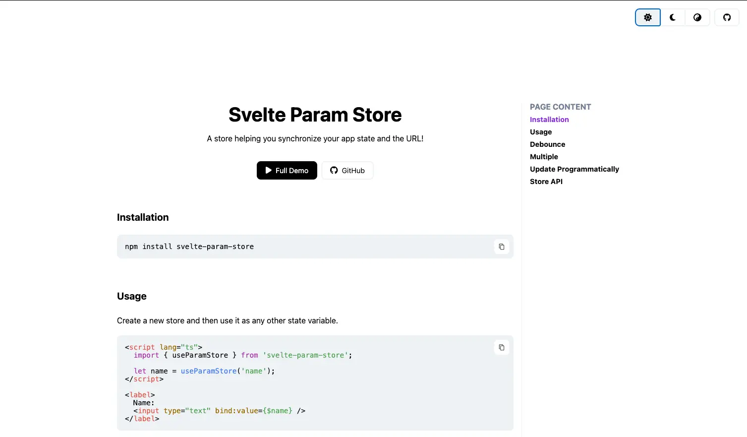 Svelte Param Store